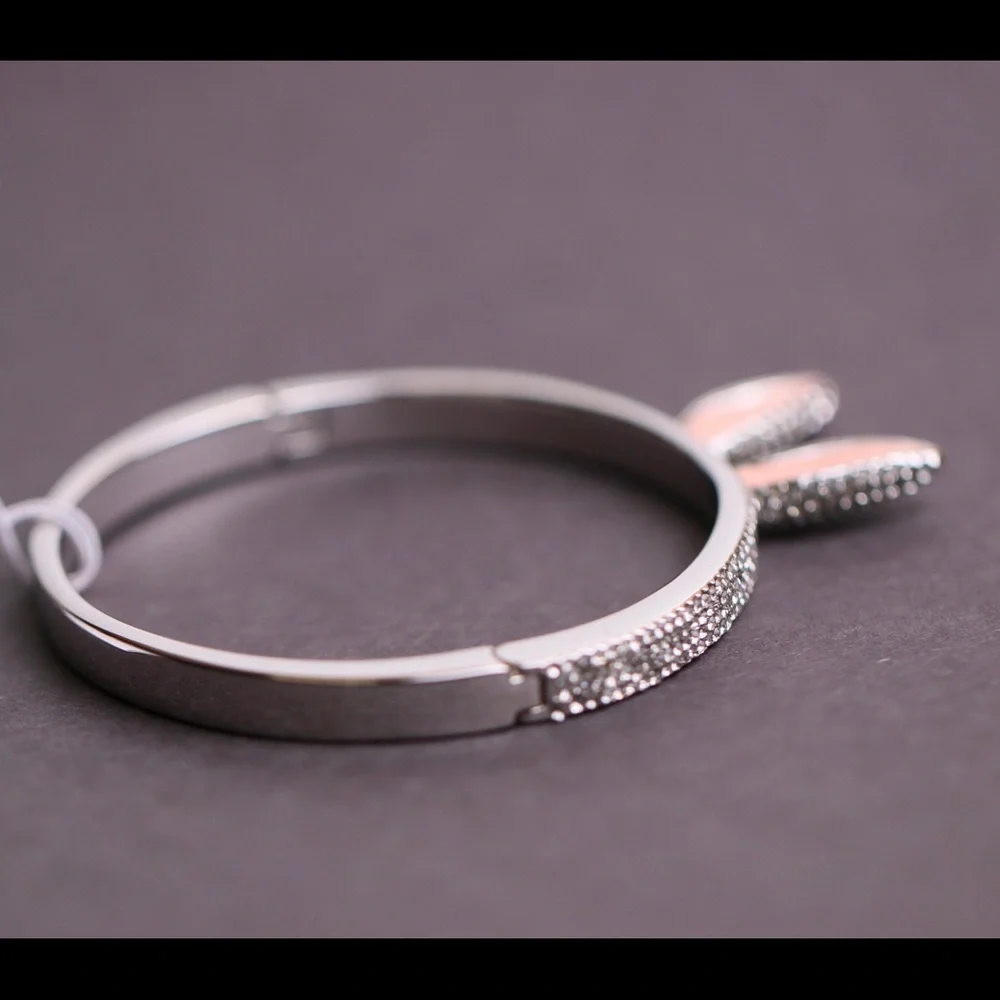 Kate Spade Make Magic Happen Rabbit Ears Hinged Bracelet NWT Rare Pave Beauty - Picture 7 of 10